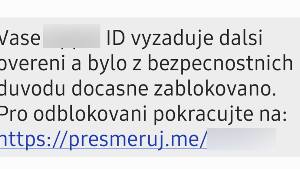 Podvodná SMS o zablokování účtu