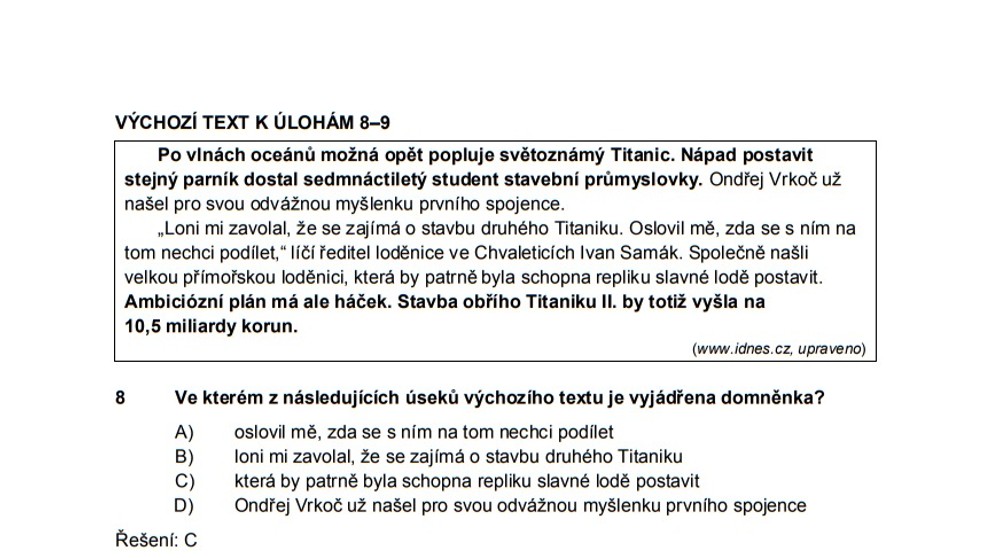 Ilustrační přijímačky - český jazyk - 3