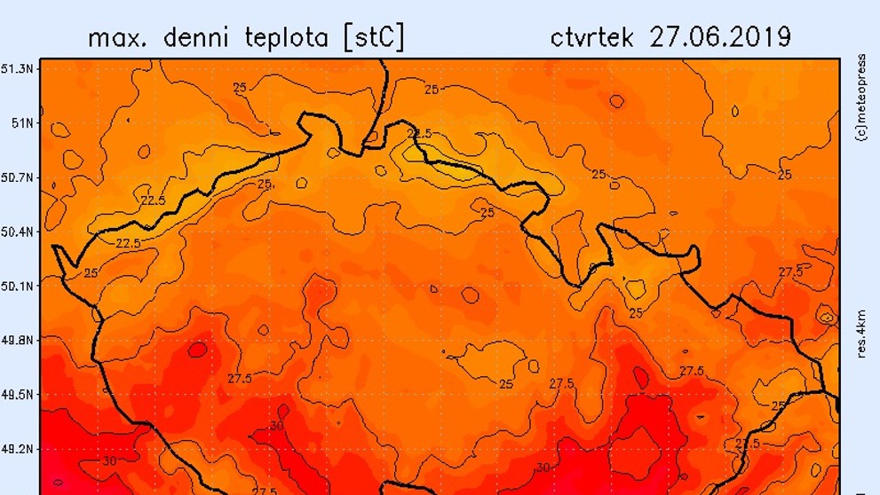 Teplotní mapy - čtvrtek
