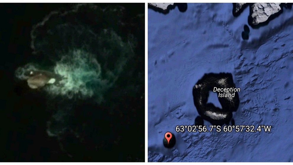 Kraken na Google Earth - koláž