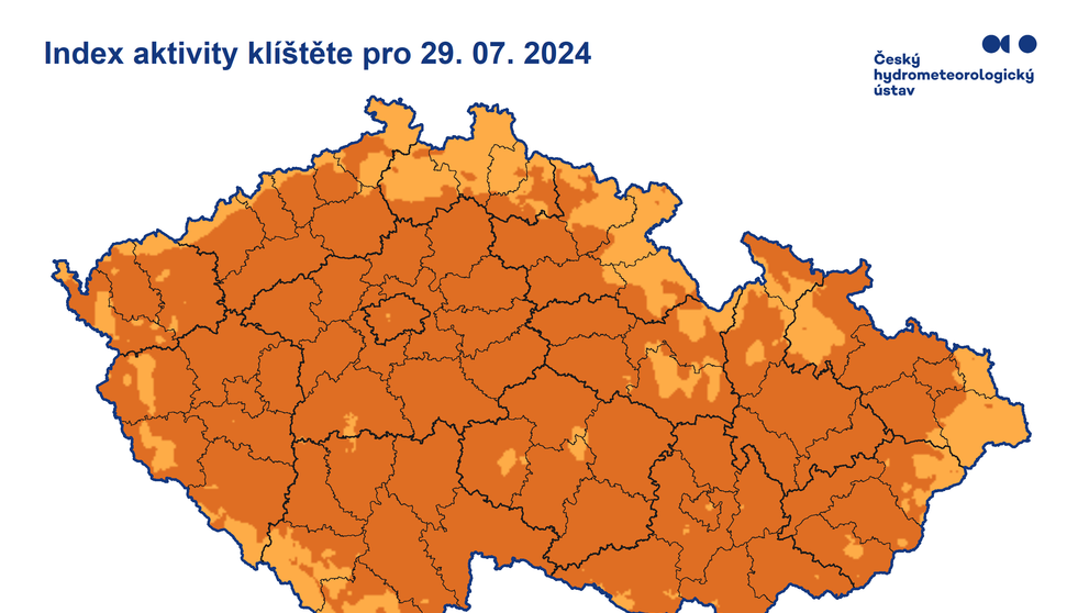 Aktivita klíšťat, 29. 7. 2024