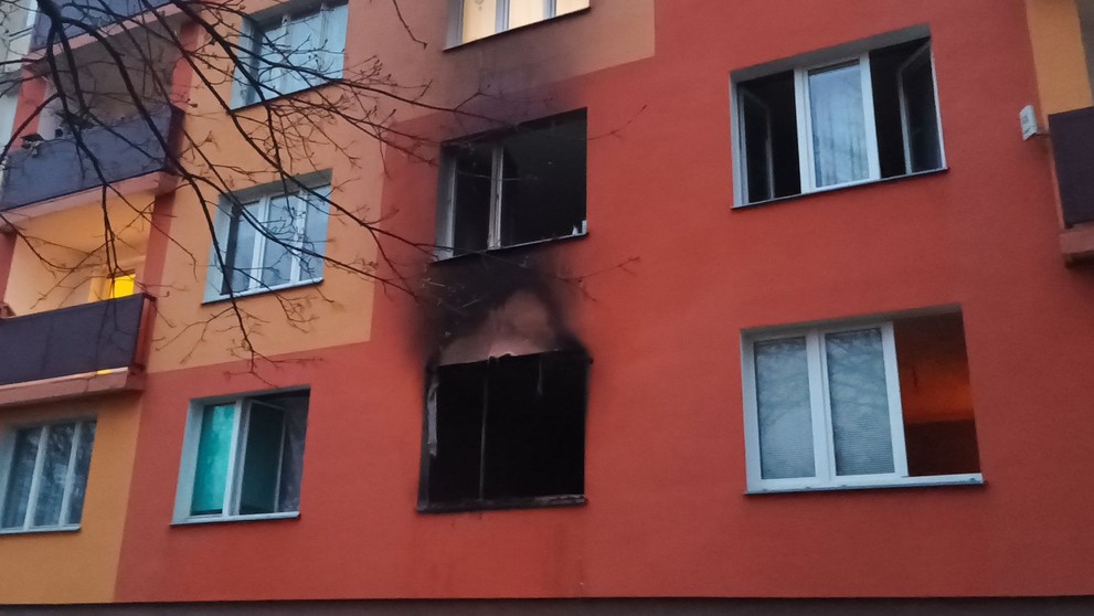 Požár bytu v Chodově