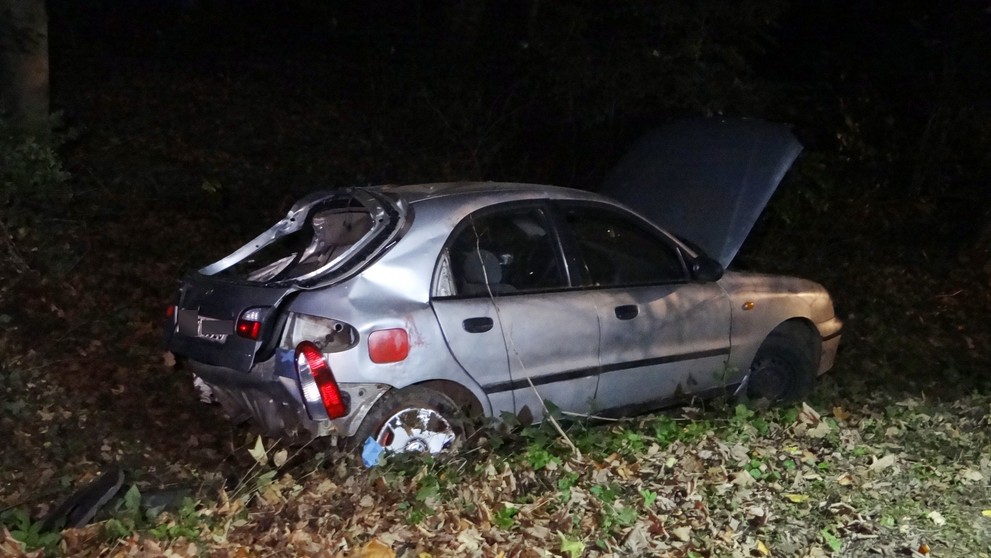 Auto skončilo v lese, oba muži leželi v bezvědomí opodál