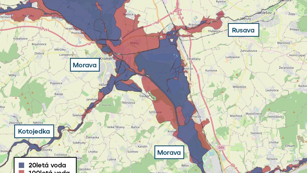 Povodňové mapy - Morava, Rusava