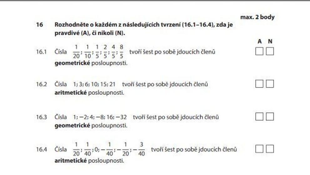 Zadání didaktického testu z matiky - 2