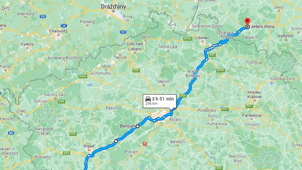 Mapa Trasa Klatovy
