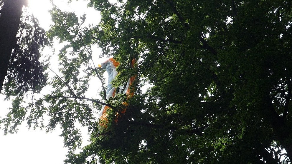 Zříceného paraglidistu zachránili hasiči ze stromu vrtulníkem