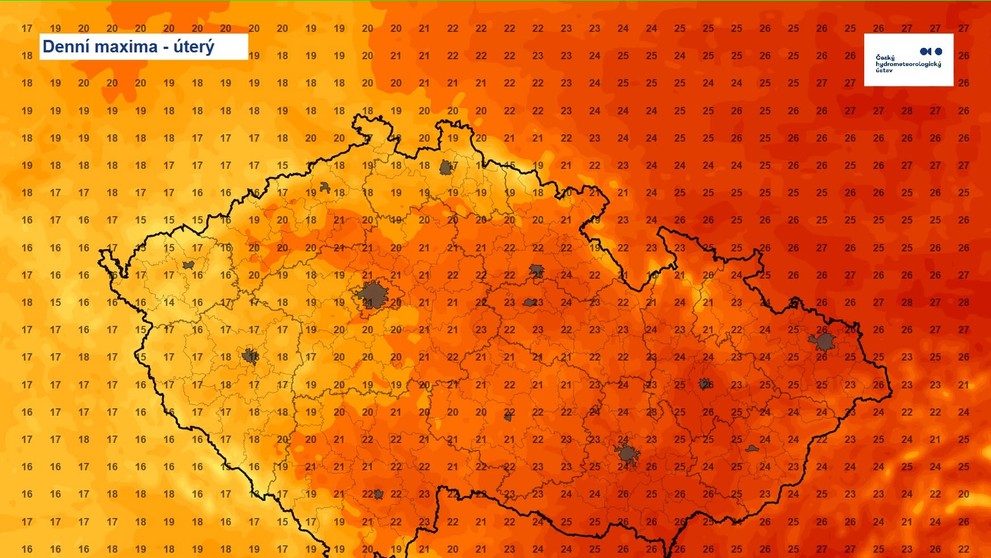 Úterý – denní maxima