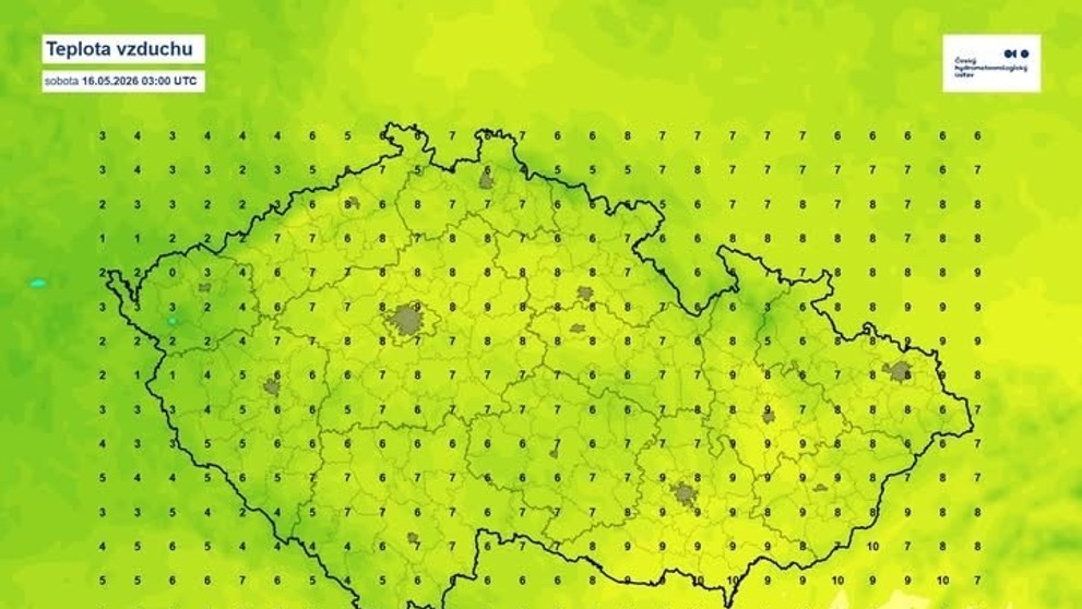 Teplota vzduchu nad Českem