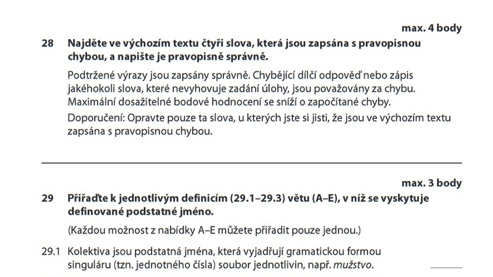 Zadání didaktického testu z českého jazyka - 3