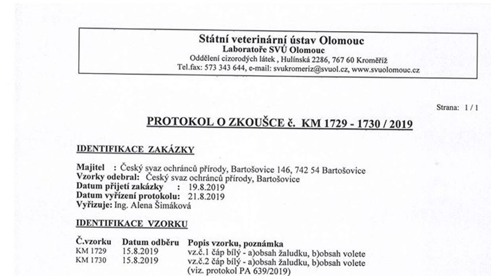 Jed na hraboše Stutox II otrávil čápy - 1