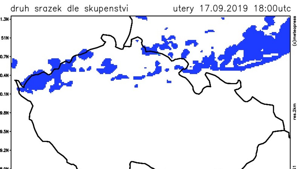 Mapa srážek v Česku - 1