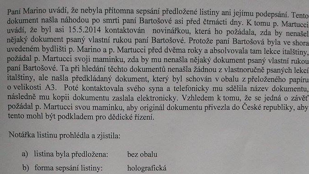 Svoji verzi Ivetiny závěti vytáhl i Domenico Martucci
