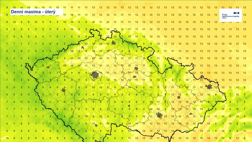 Denní maxima – úterý