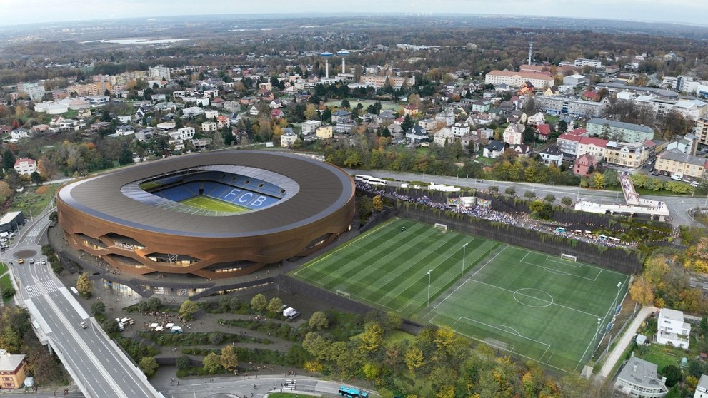 Nové Bazaly. Vizualizace budoucí podoby ostravského stadionu