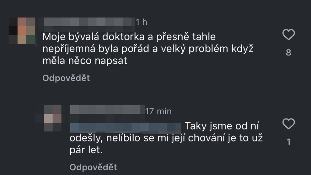 Reakce na chování gynekoložky Instagram (2)