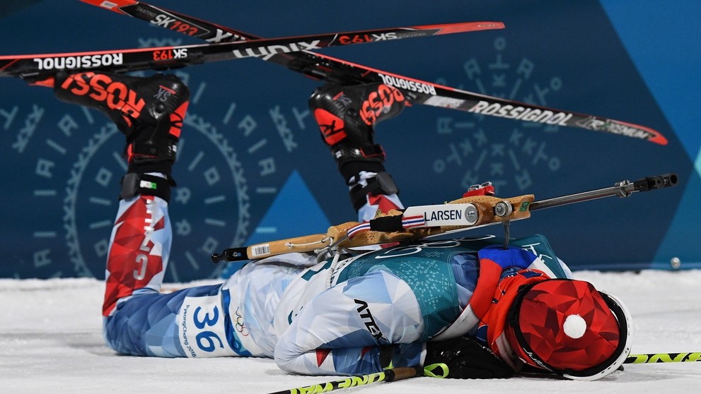Michal Krčmář při stříbrném závodu na ZOH 2018