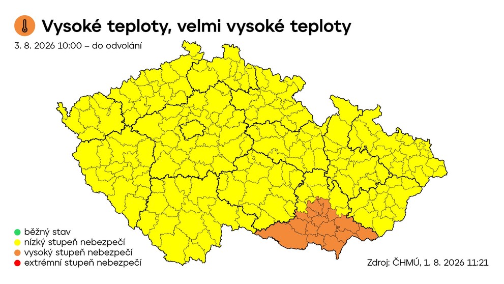 Výstraha ČHMÚ – Vysoké teploty, velmi vysoké teploty