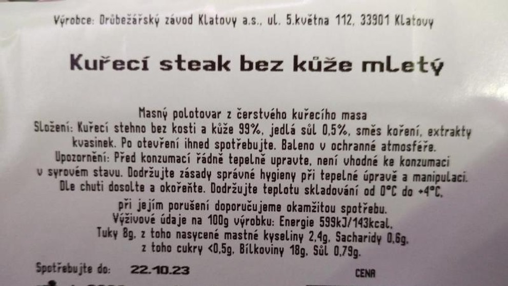Kuřecí maso s bakterií Salmonella Infantis (2)