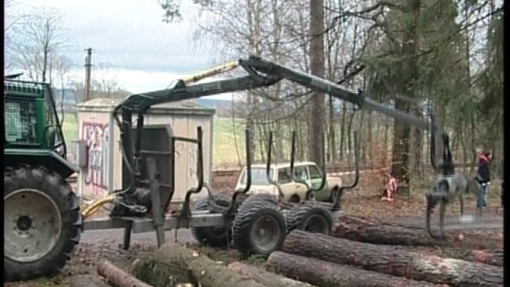 Těžká technika odklízí spadané stromy