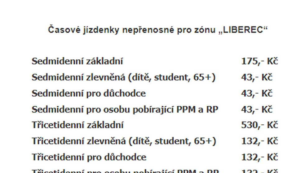 JÍZDNÉ Dopravní podnik měst Liberce a Jablonce (1)
