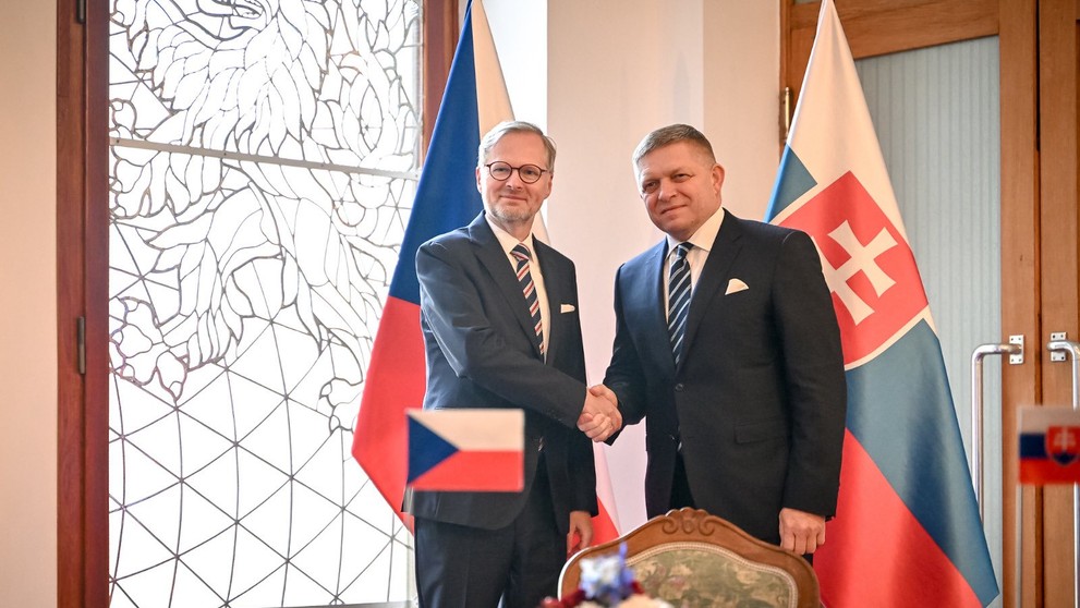 Premiéři Petr Fiala a Robert Fico