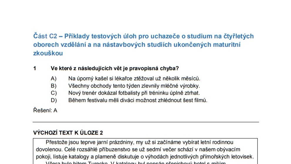 Ilustrační přijímačky - český jazyk - 1