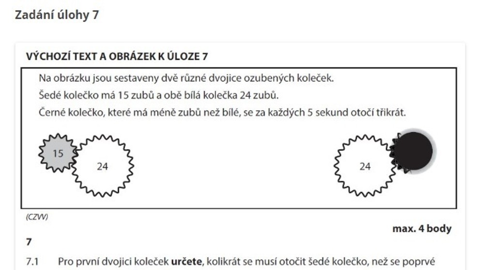 Zadání a řešení testu z matematiky - přijímačky - 1