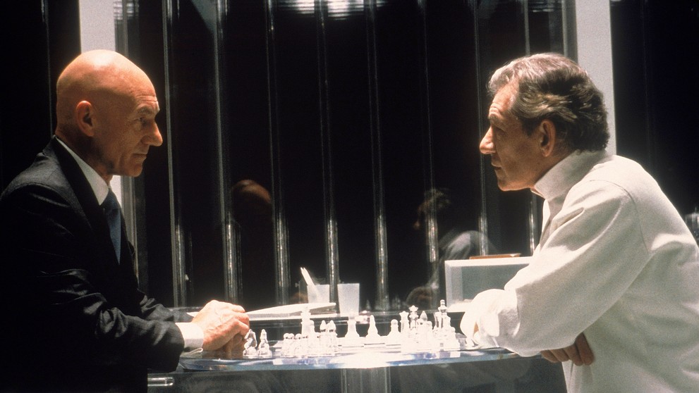 Patrick Stewart a Ian McKellen ve filmu X-Men, 2000