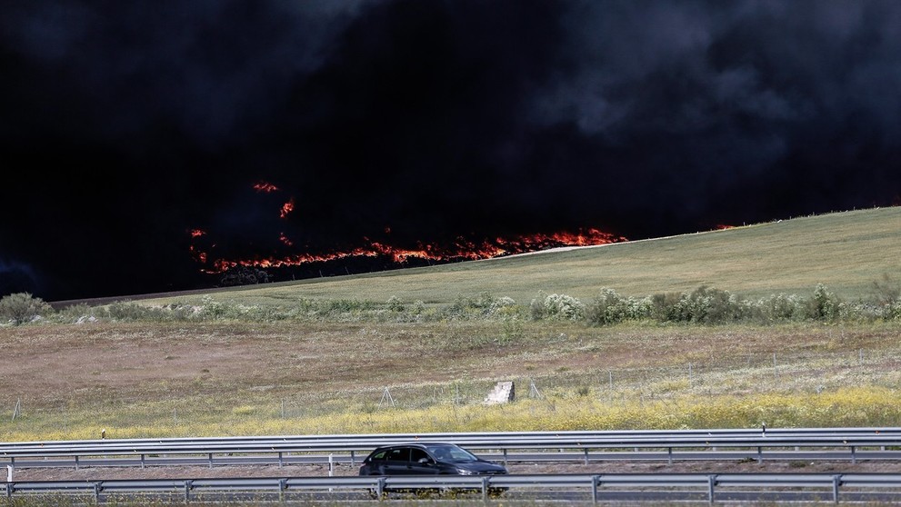 Požár pneumatik v Madridu - 2
