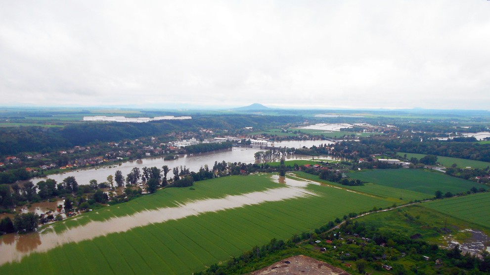 Letecké snímky povodní - Kralupy nad Vltavou