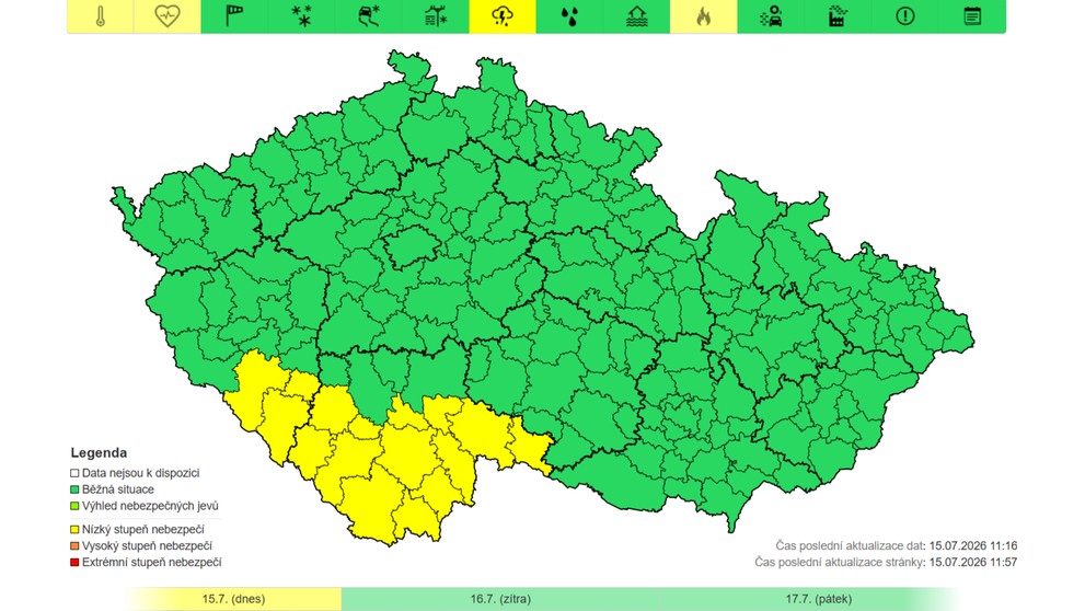 Výstraha ČHMÚ – Silné bouřky