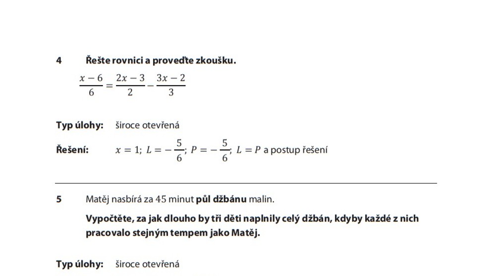 Příklady testů - matematika - 2