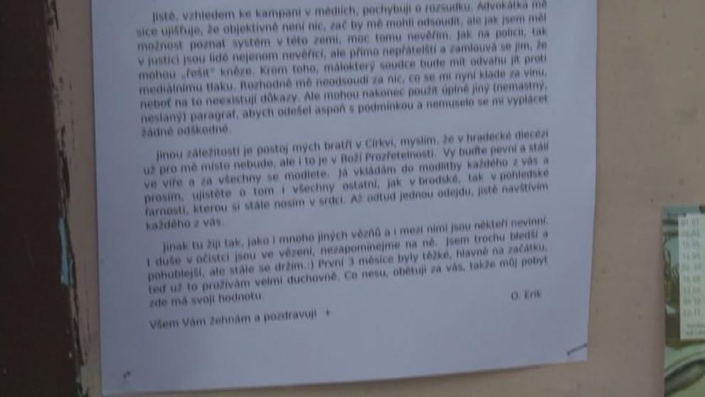 Dopis Erika Tvrdoně z vazby - 2