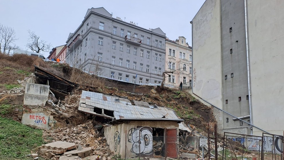 Zřícený svah ve Vršovicích