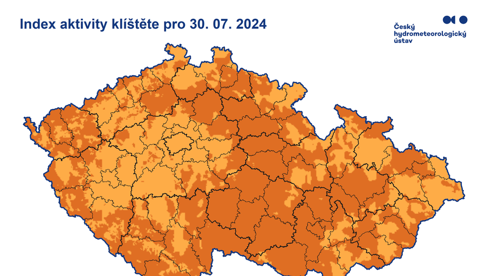 Aktivita klíšťat, 30. 7. 2024