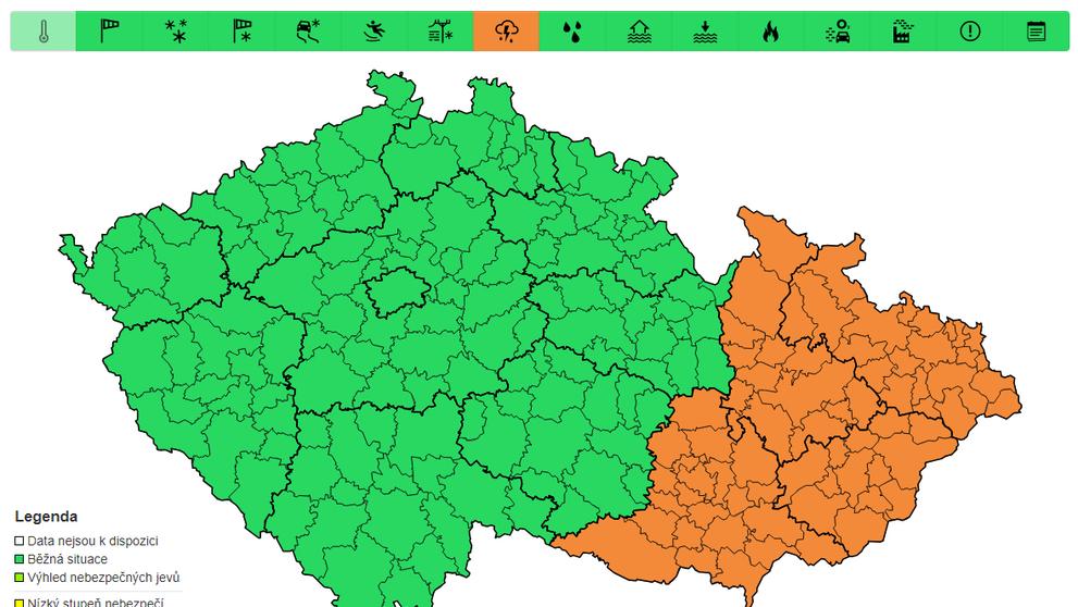 Výstraha před bouřkami, 22. 6. 2024