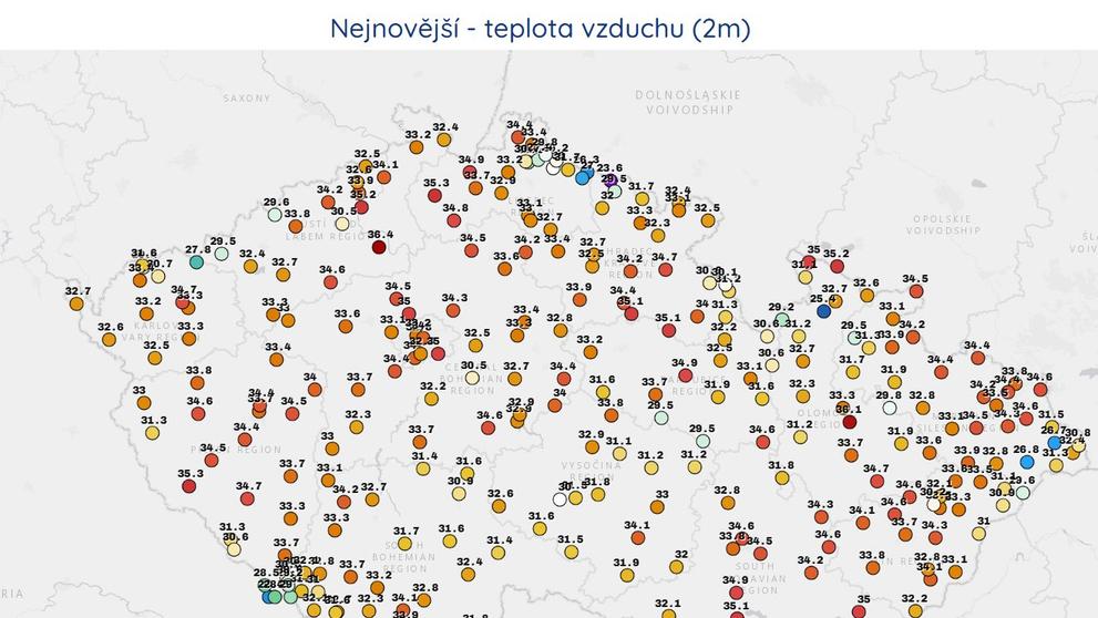 Teplota vzduchu 28. 6. 2026
