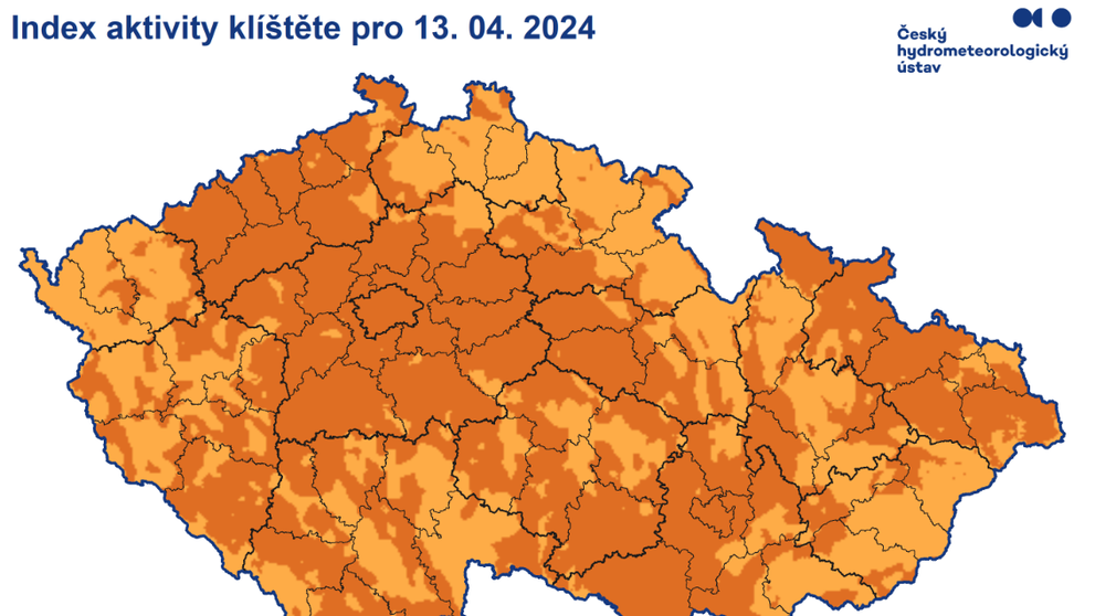 Index aktivity klíšťat 13. dubna