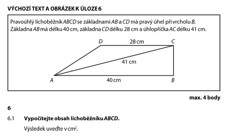 Úkol z přijímacích zkoušek - lichoběžník