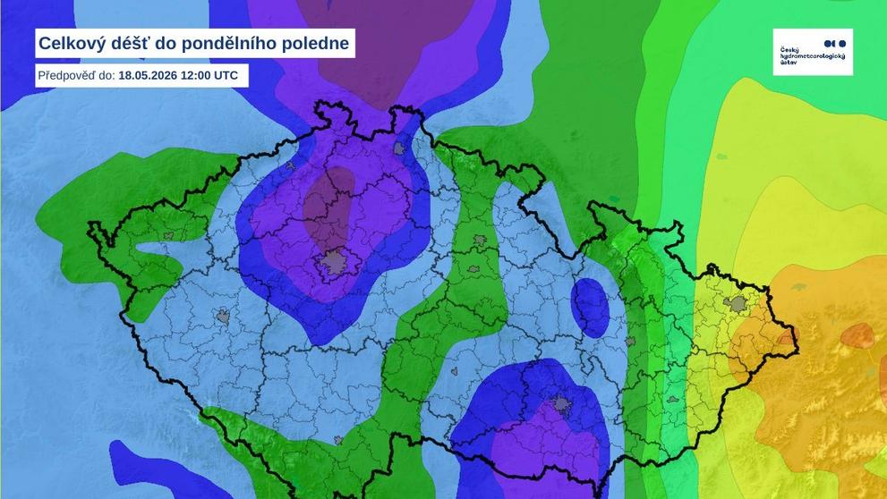 Mapa srážek ČHMÚ