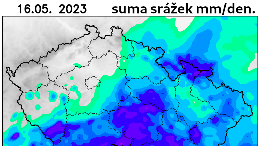 Mapy srážek - úterý