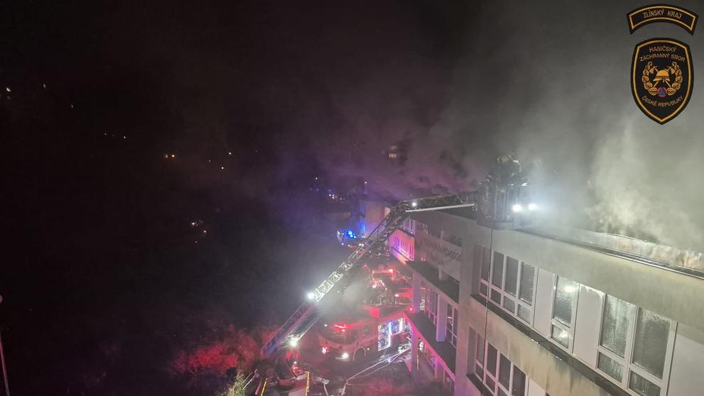 Požár střední školy ve Zlíně