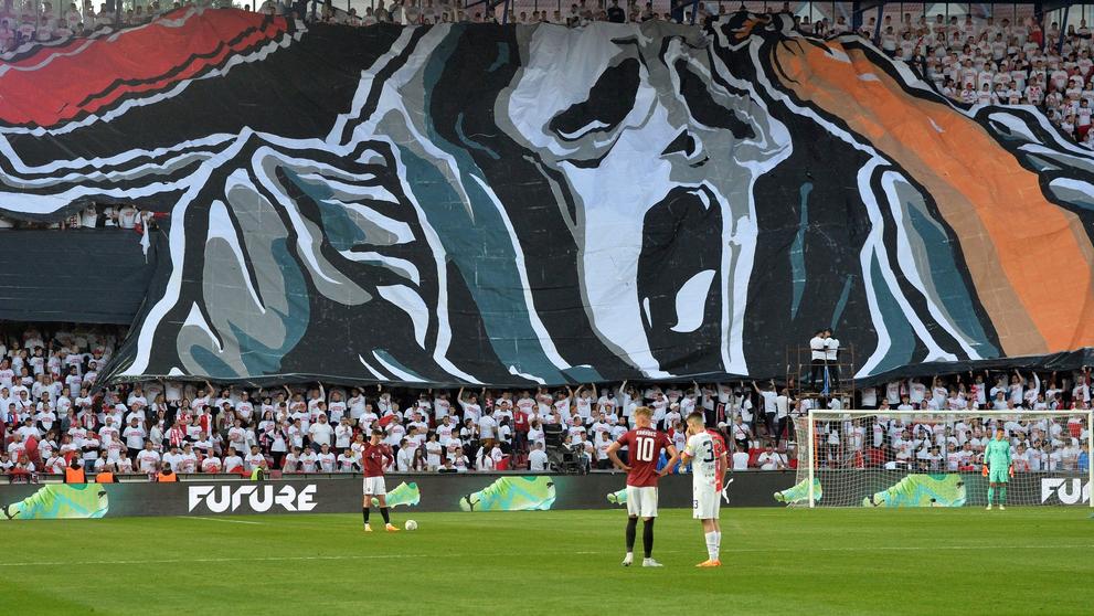 Choreografie fanoušků Slavie v derby se Spartou na Letné