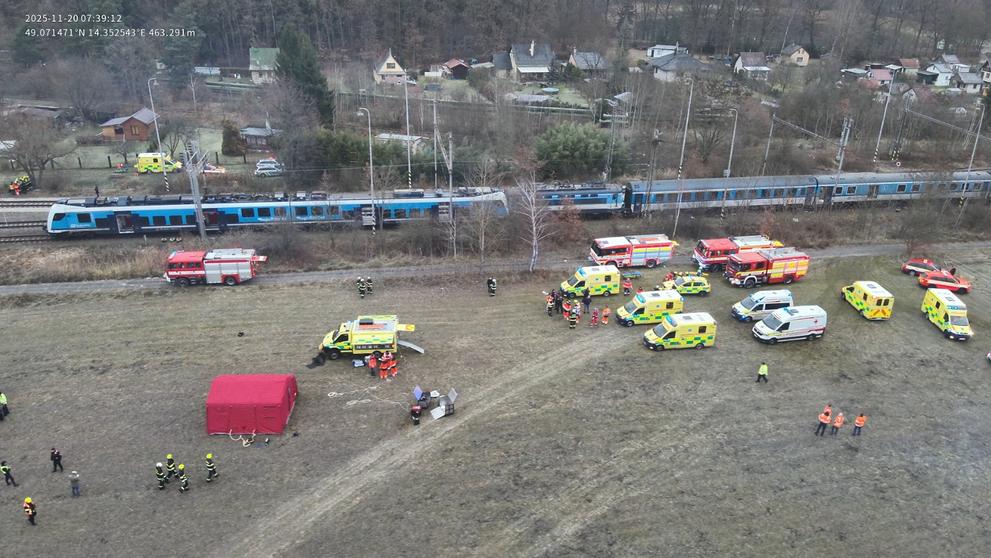 Srážka vlaků mezi Zliví a Dívčicemi na jihu Čech