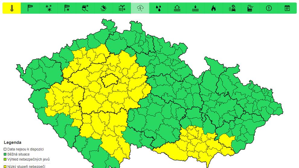 Varování před vysokými teplotami, pondělí 12. 8.