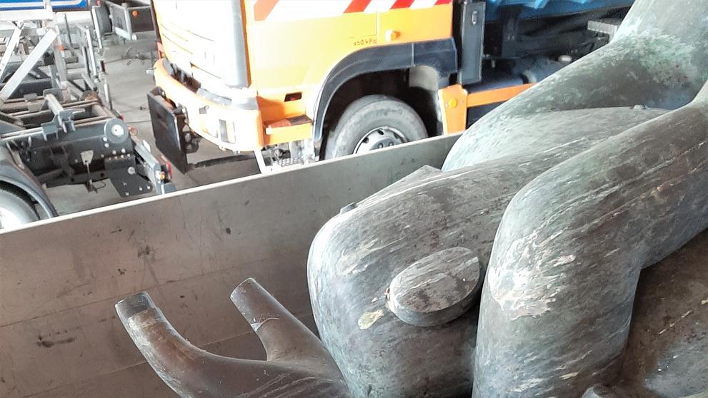 Obří sochu svatého Kryštofa u Olomouce někdo podřezal