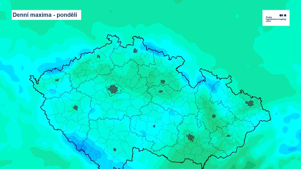 Denní maxima - pondělí