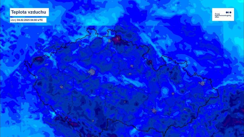 Teplota vzduchu 4. 2. 2025, 4:00