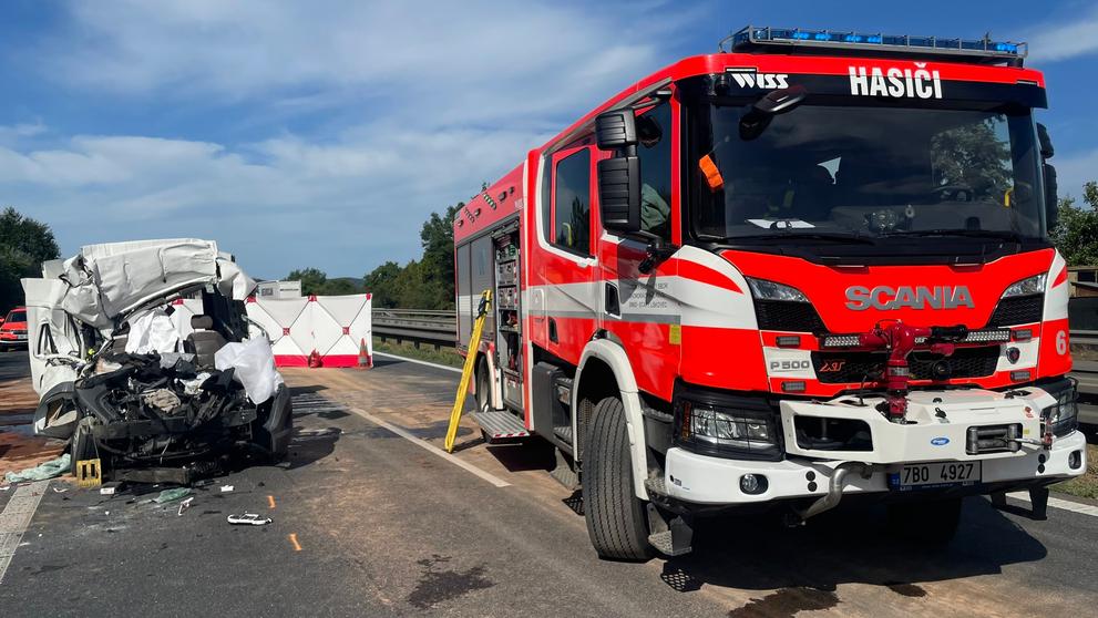 Nehoda na D1 v Brně (25. 8. 2023) (1)